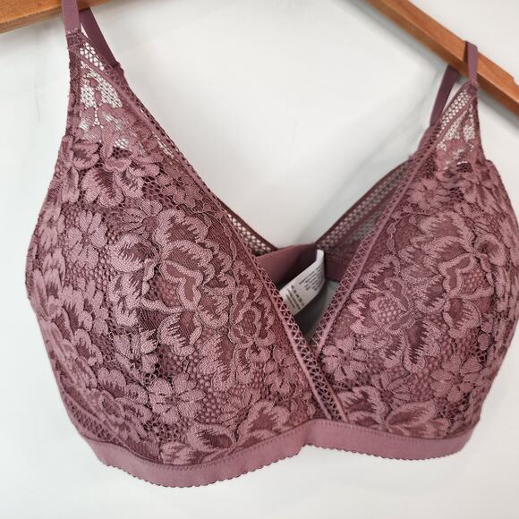 Knix Deep V Lace Bralette Vintage Plum XXL NWT - Picture 3 of 7
